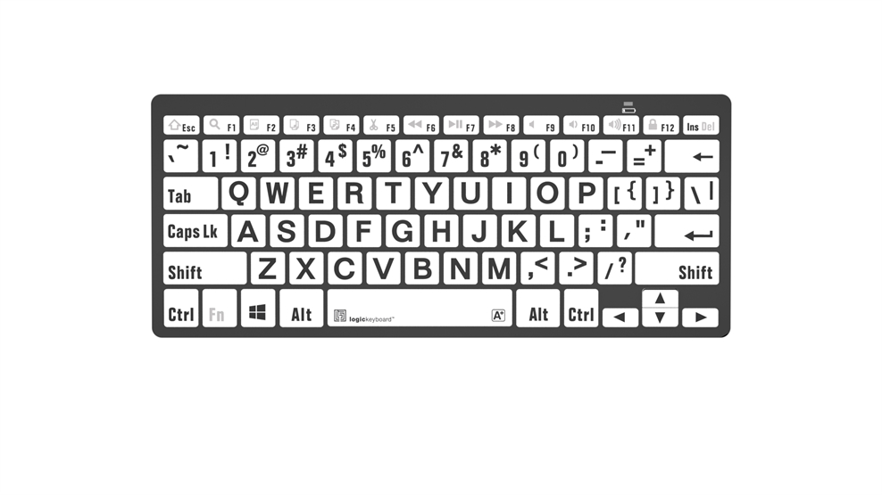 Large Print - Black on White<br>Mini Bluetooth Keyboard – Windows<br>